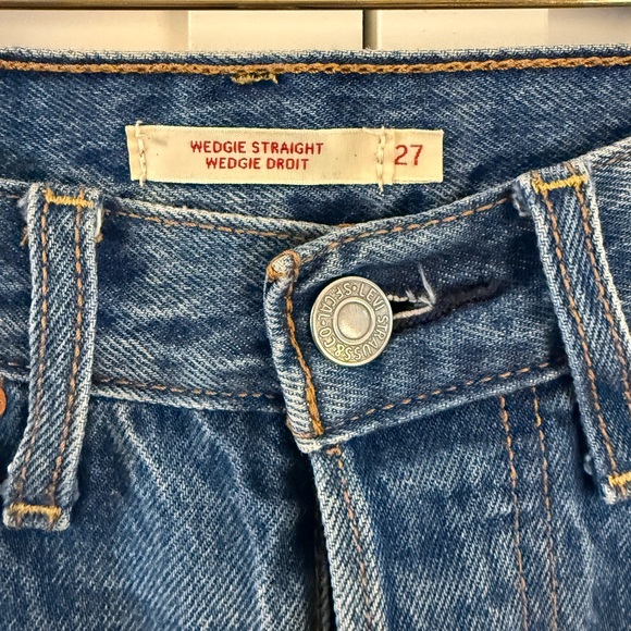 Levi’s Womens Wedgie Straight Jeans Raw Hem Size 27 - Picture 8 of 15